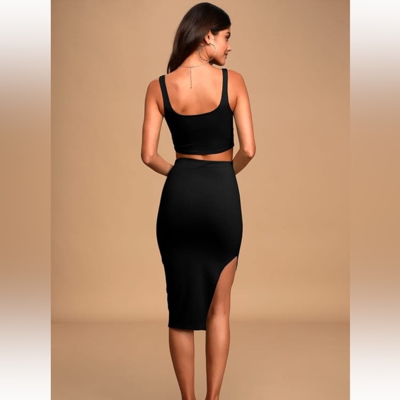 Lulus Black Bodycon Two-Piece Dress Small - Picture 3 of 6